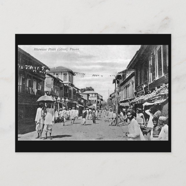 Postal antigua - Calle Bhowani, Pune, India (Anverso)