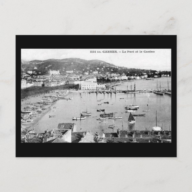 Postal antigua: Cannes, Puerto y Casino (Anverso)