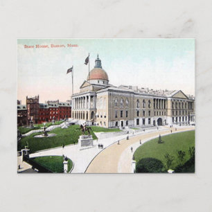 Postal antigua - Casa de Estado, Boston, misa