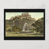 Postal antigua, castillo de Edimburgo y fuente Ros