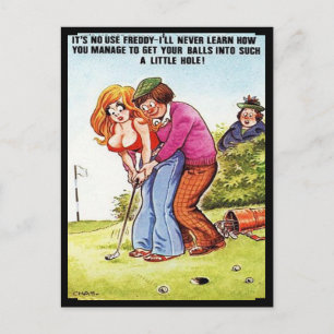 Postal antigua - Comic - Golf