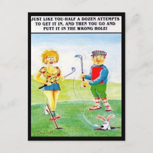 Postal antigua - Comic - Golf