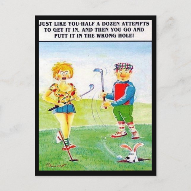 Postal antigua - Comic - Golf (Anverso)