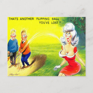 Postal antigua - Comic - Golf - Bolsa perdida