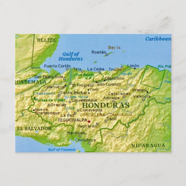 Postal Antigua de Mapa de Honduras (Anverso)