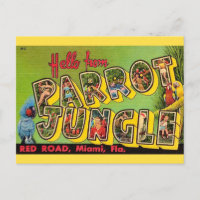 Postal Antigua de Parrot Jungle Miami