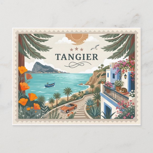 Postal antigua de viaje a Tánger Marruecos (Anverso)