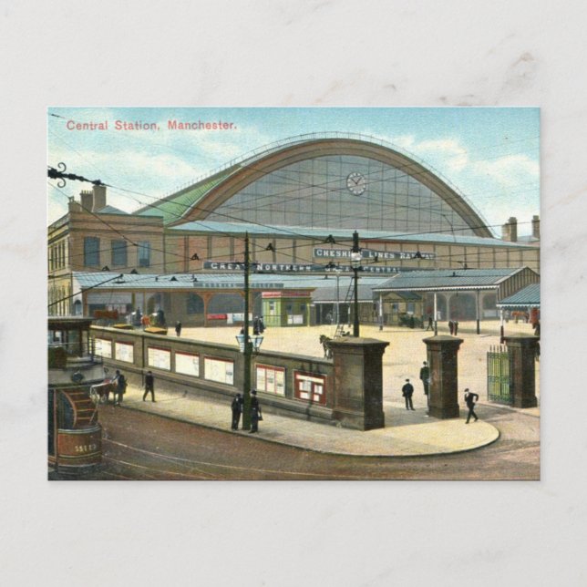 Postal antigua - Estación central, Manchester (Anverso)