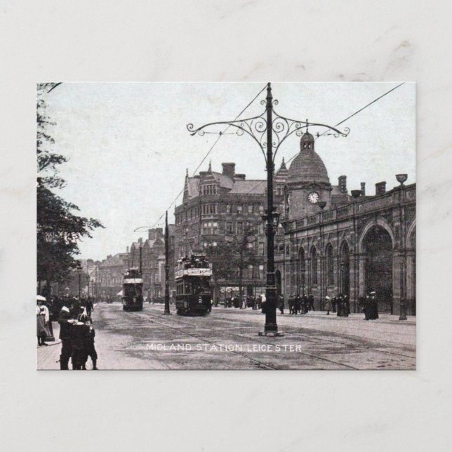 Postal antigua - Estación de Midland, Leicester (Anverso)