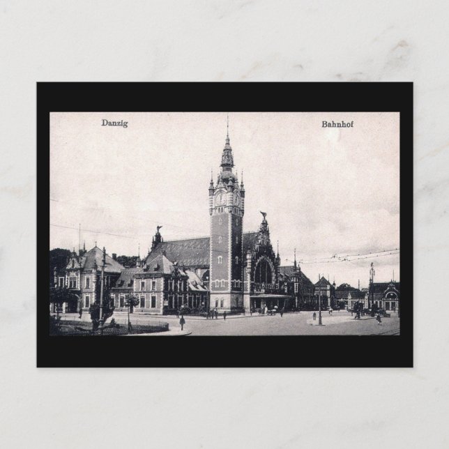 Postal antigua, Gdansk/Danzig - Estación de tren (Anverso)