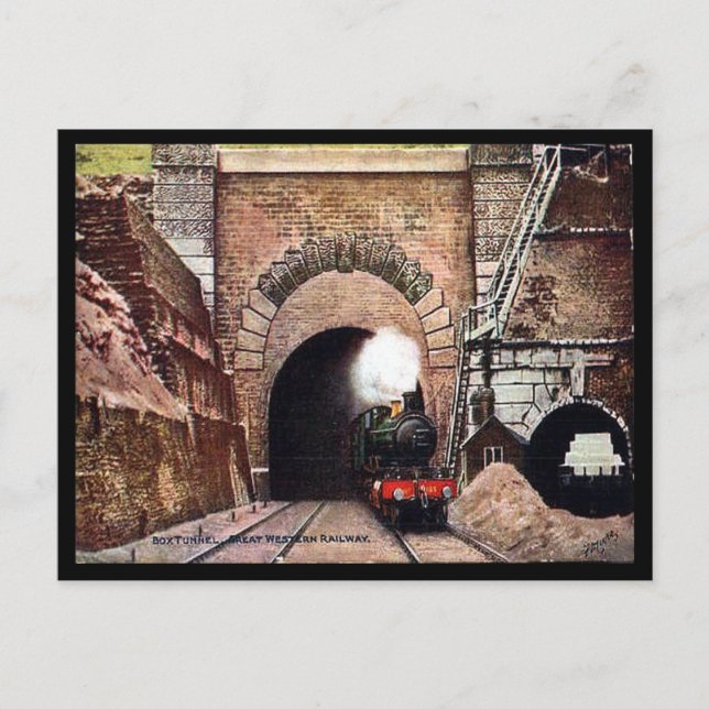 Postal antigua - GWR - Túnel de caja (Anverso)