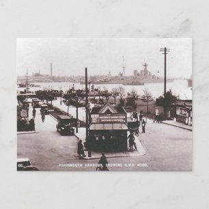 Postal antigua - HMS Hood, puerto de Portsmouth