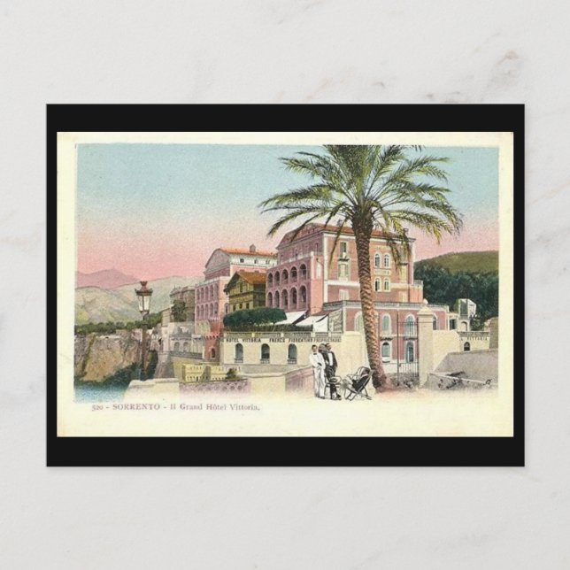 Postal antigua - Hotel Vittoria, Sorrento, Italia (Anverso)