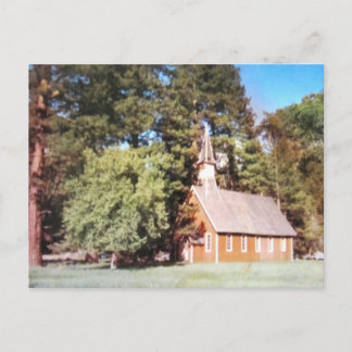 Postal Antigua Iglesia Yosemite California. Vintage