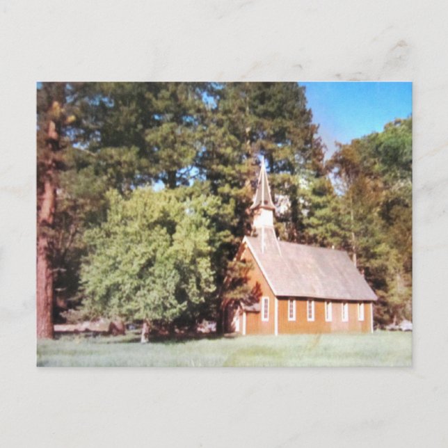 Postal Antigua Iglesia Yosemite California. Vintage (Anverso)