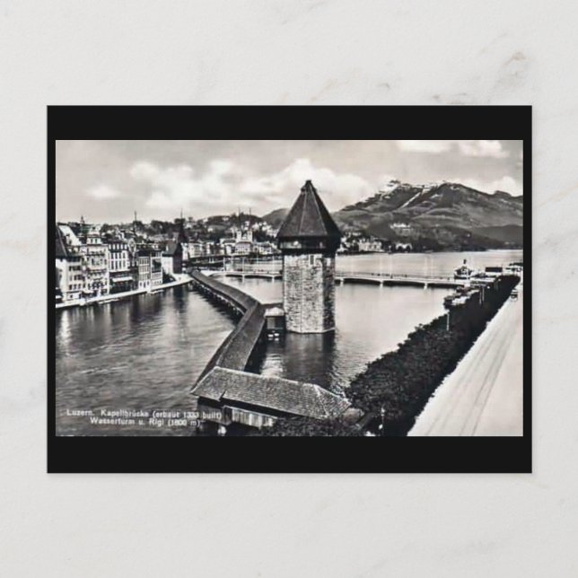 Postal antigua - Kapellbrucke, Lucerna, Suiza (Anverso)