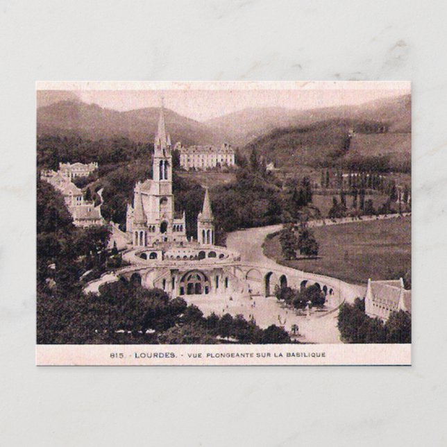 Postal antigua - Lourdes, La Basilique (Anverso)