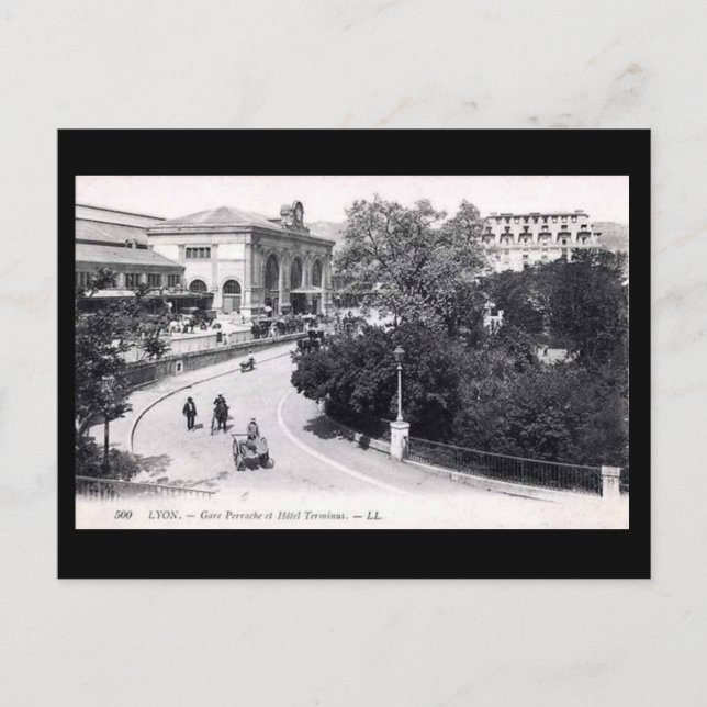 Postal antigua - Lyon, Gare Perrache (Anverso)