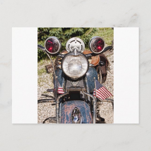 Postal antigua motocicleta de la policía india (Anverso)