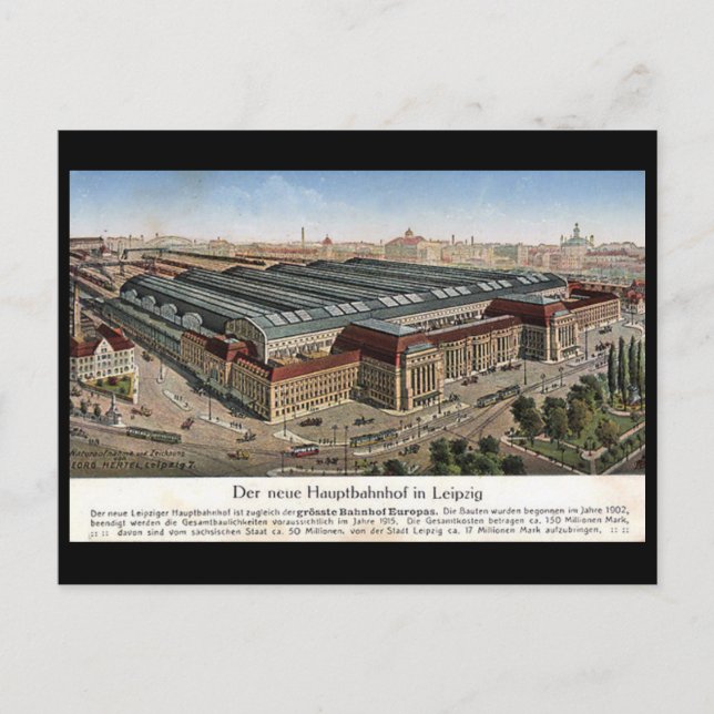 Postal antigua - Neue Hauptbahnhof, Leipzig. (Anverso)