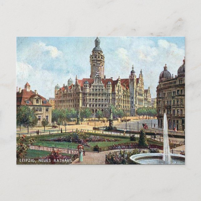 Postal antigua - Neues Rathaus, Leipzig (Anverso)