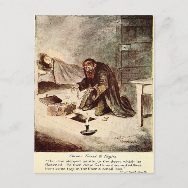 Postal antigua - Oliver Twist y Fagin (Anverso)