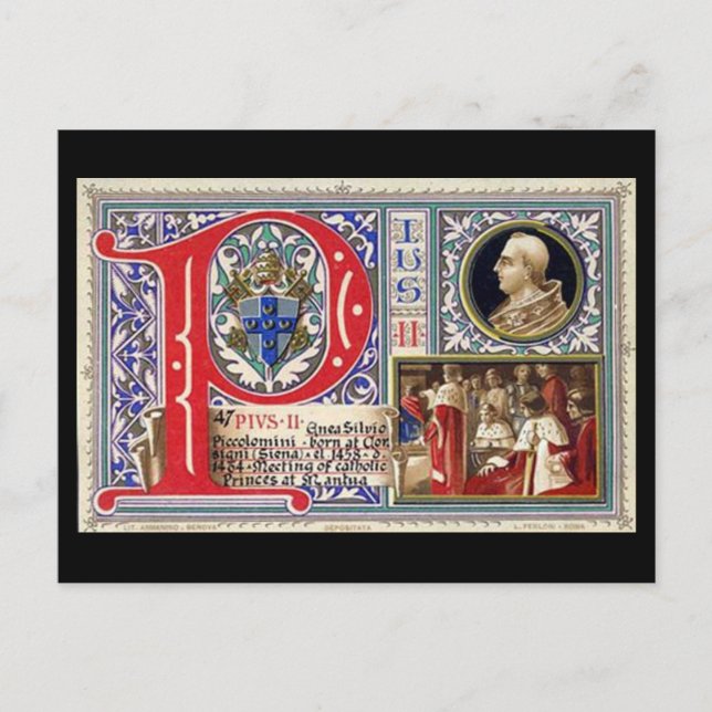 Postal antigua - Papa Pío II (Anverso)