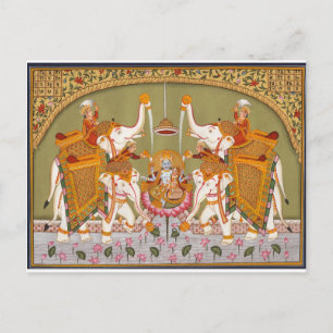 POSTAL ANTIGUA PINTURA INDIA JEHOVAH VISHNU HINDU DEITY