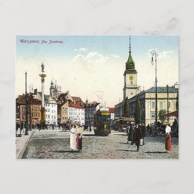 Postal antigua - Plac Zamkowy, Varsovia, Polonia (Anverso)
