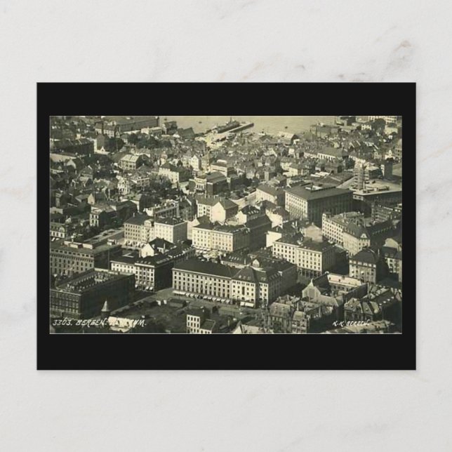Postal Antigua postal, Bergen, Noruega, en 1937 (Anverso)