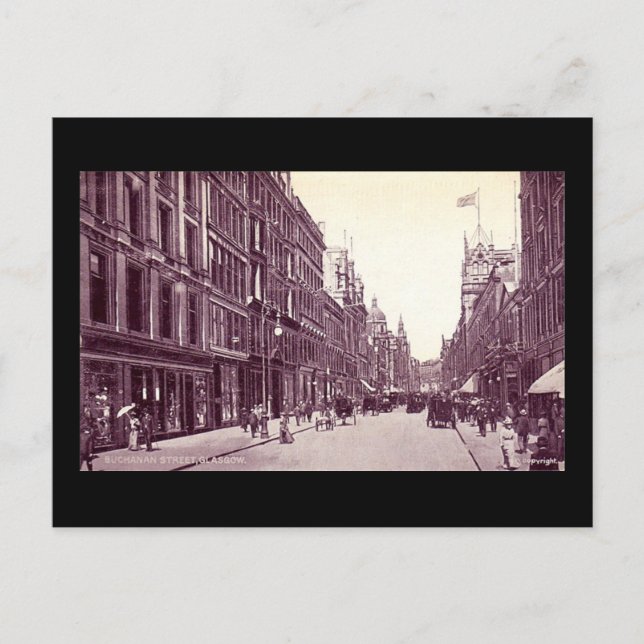 Postal Antigua postal, Glasgow, calle Buchanan (Anverso)