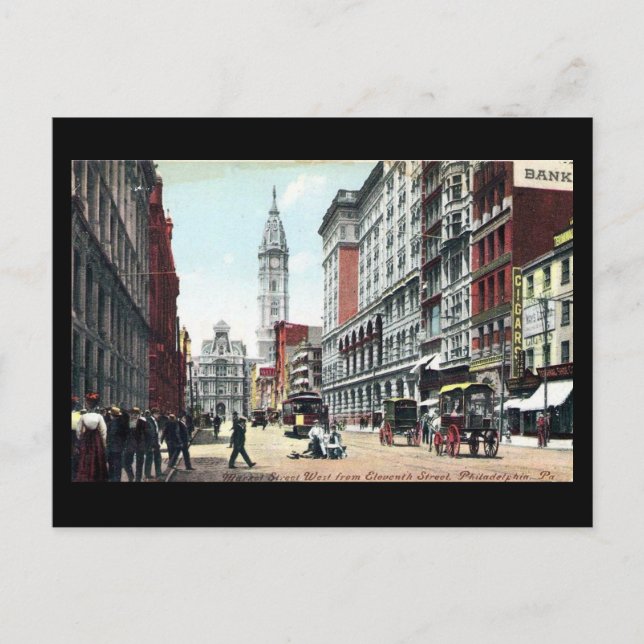 Postal Antigua postal, Market St, Filadelfia, en 1909 (Anverso)