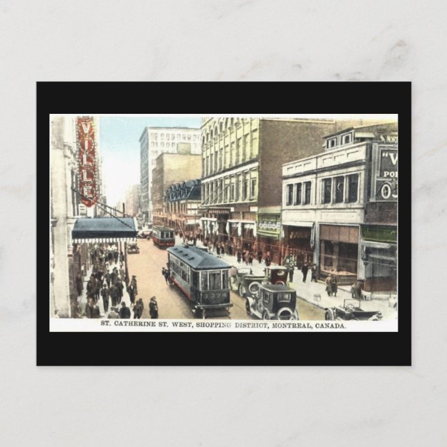 Postal Antigua postal, Montreal, calle St Catherine (Anverso)