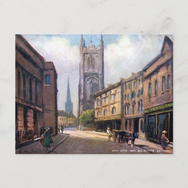 Postal antigua - Puerta de hierro, Derby (Anverso)