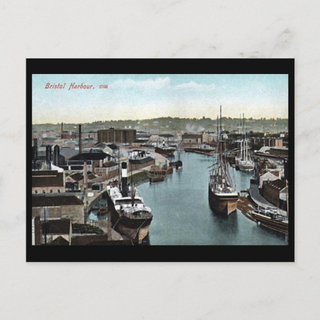 Postal antigua - puerto de Bristol, Inglaterra (Anverso)