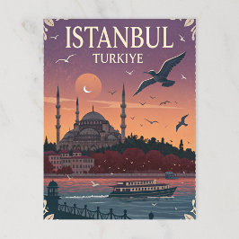 Postal Antigua puesta de sol turca en Estambul
