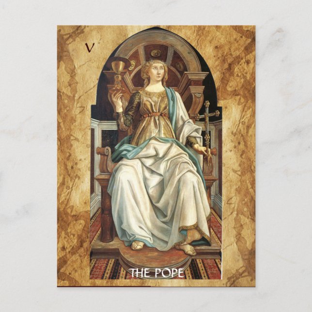 POSTAL ANTIGUA RENACIMIENTO TAROTS 5 / PAPA (Anverso)
