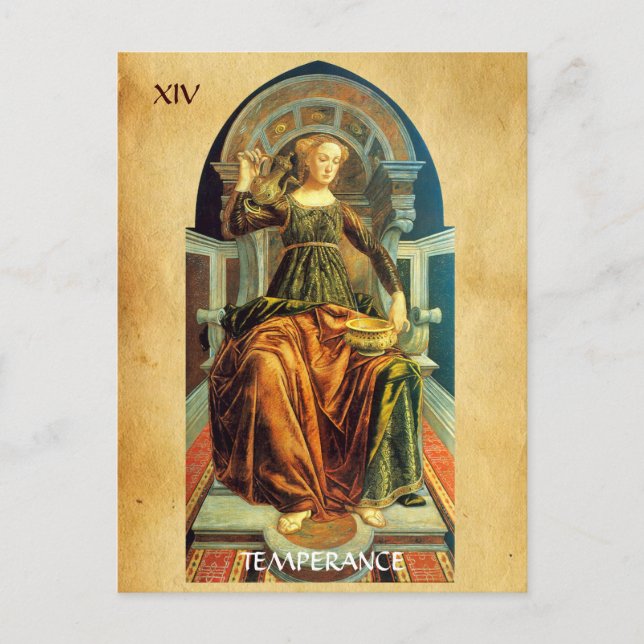 POSTAL ANTIGUA RENAISSANCE TAROTS 14 / TEMPERANCIA (Anverso)