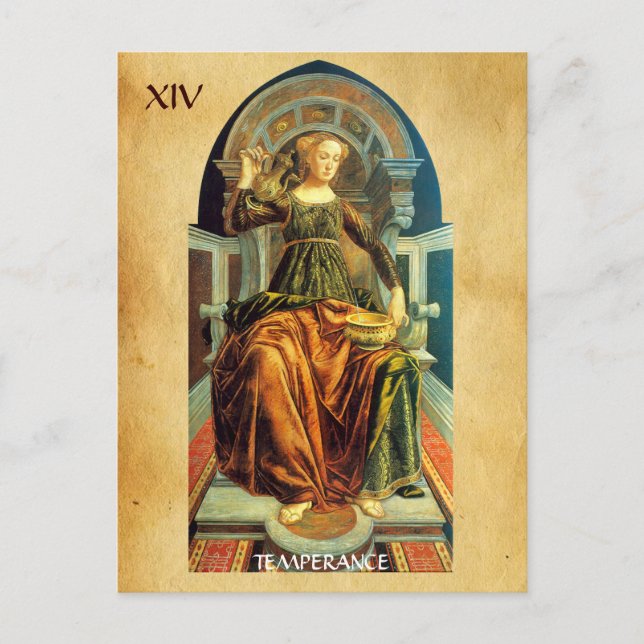 POSTAL ANTIGUA RENAISSANCE TAROTS 14 / TEMPERANCIA (Anverso)