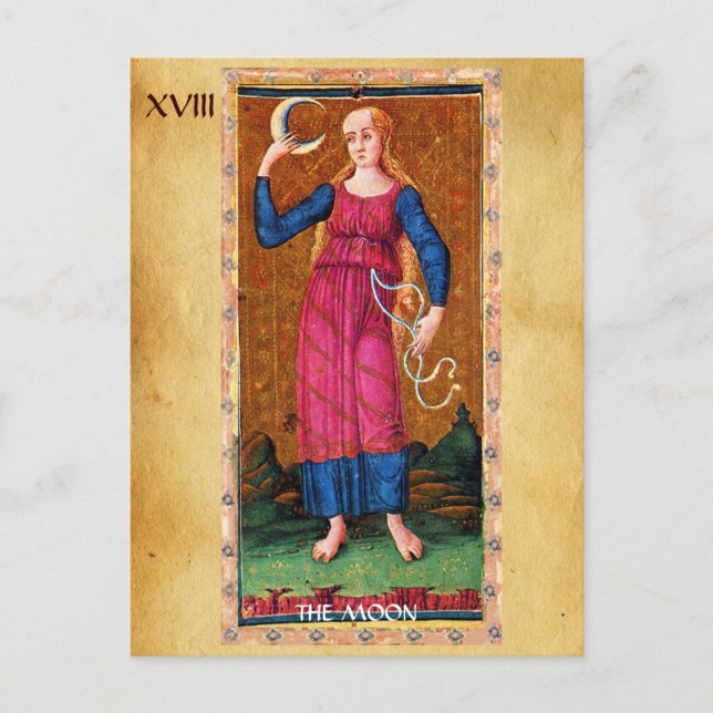 POSTAL ANTIGUA RENAISSANCE TAROTS 18 / LA LUNA (Anverso)