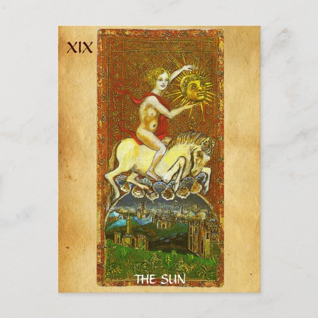 POSTAL ANTIGUA RENAISSANCE TAROTS 19 / EL SOL (Anverso)