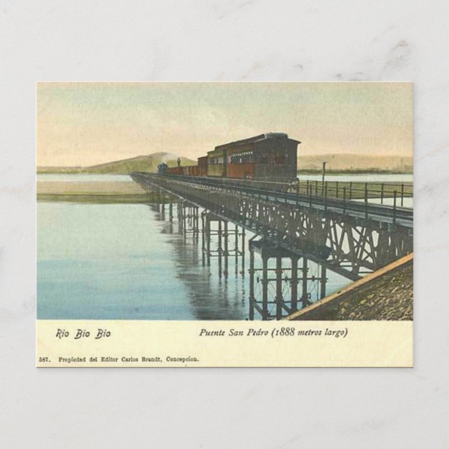 Postal antigua - Río Bio Bio, Chile (Anverso)