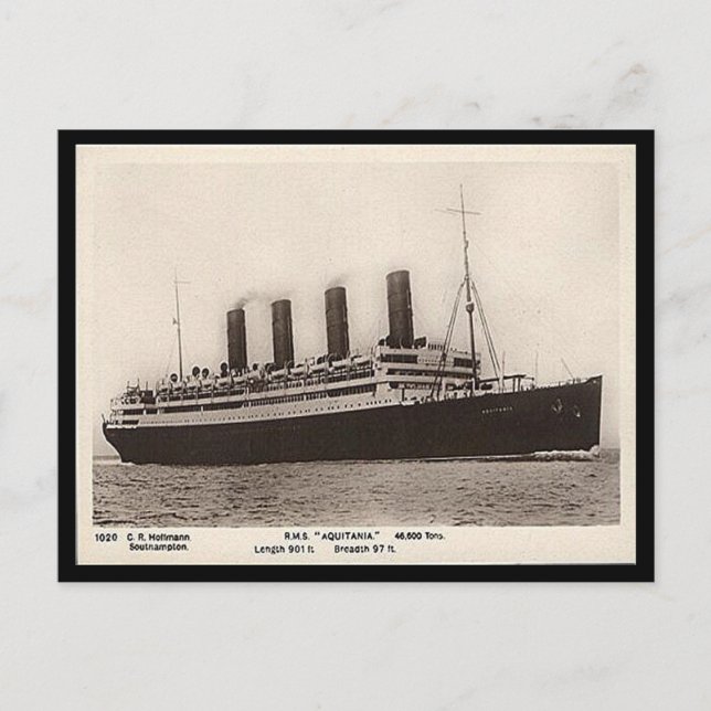 Postal antigua - RMS Aquitania (Anverso)