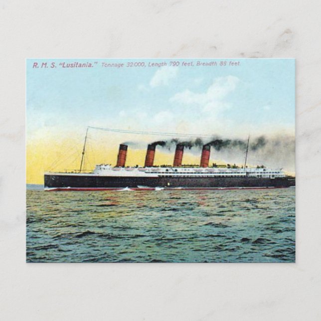 Postal antigua - RMS Lusitania (Anverso)