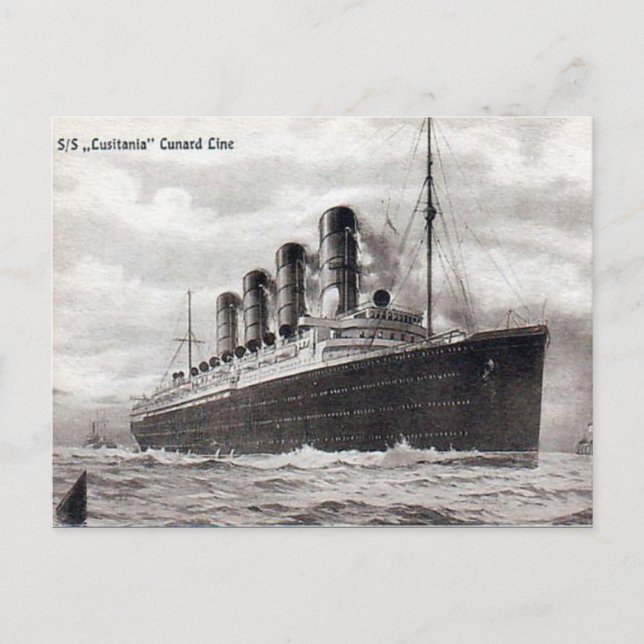 Postal antigua - RMS Lusitania (Anverso)