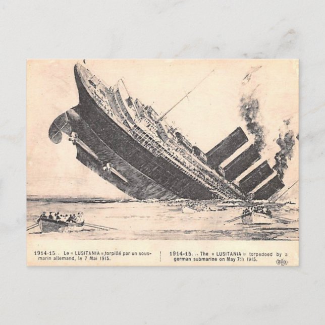 Postal antigua - RMS Lusitania (Anverso)