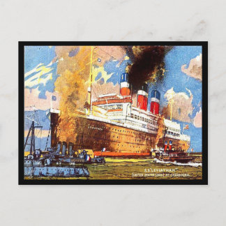 Postal antigua - SS Leviatán - Líneas de Estados U