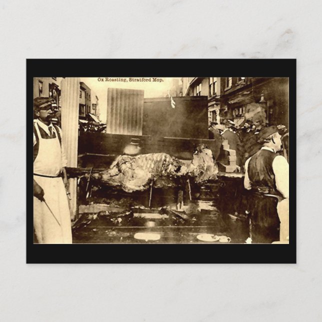 Postal antigua, Stratford-upon-Avon Mop, Ox Roast (Anverso)