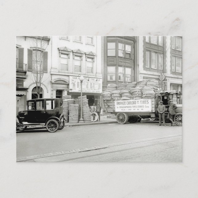 Postal Antigua tienda de neumáticos, años 20 (Anverso)