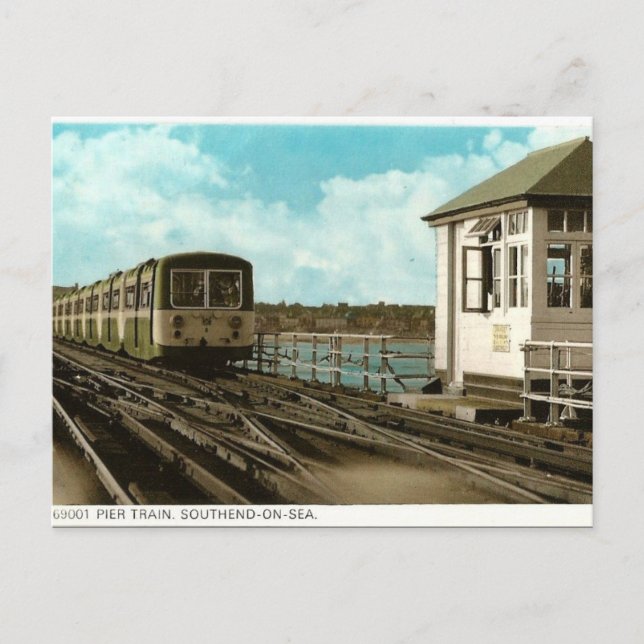 Postal antigua - Tren de muelle, Southend-on-Sea (Anverso)